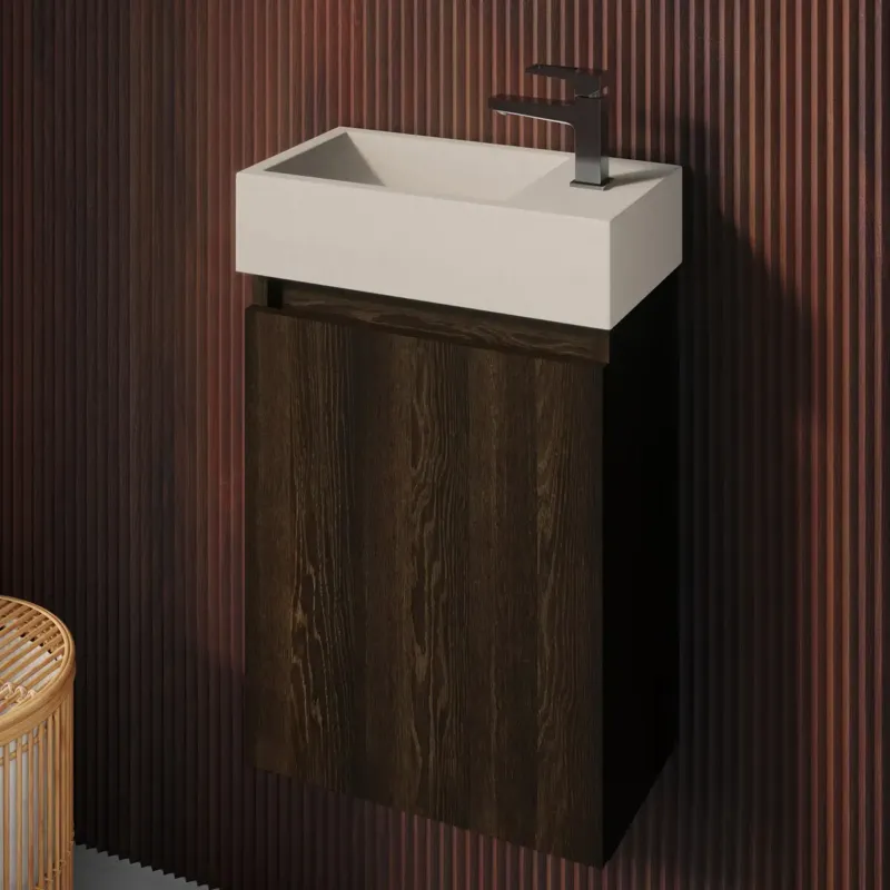 Fontana Crest toiletmeubel kasteel bruin 40x22cm met beige fontein rechts Weekendaanbieding