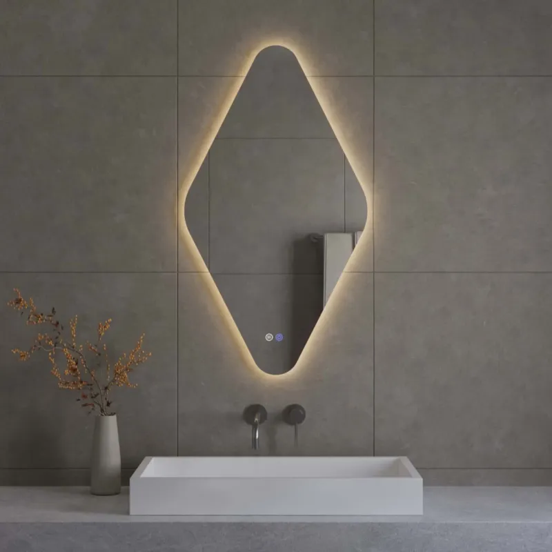 Koop Vandaag Best Design Wieber LED spiegel ruitvorm met spiegelverwarming 100x50cm