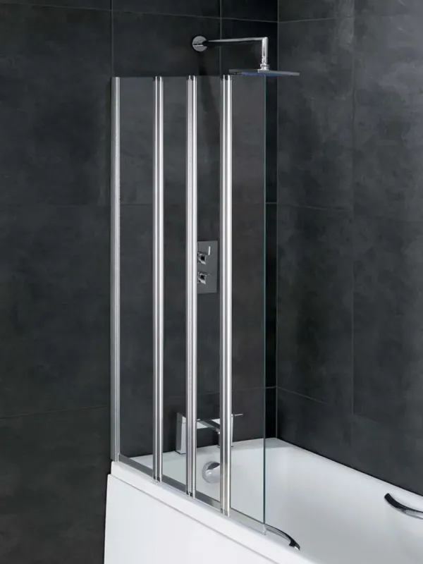 Eastbrook Volente badwand met vouwpanelen en vast deel links 100x140cm chroom Voordeelprijs
