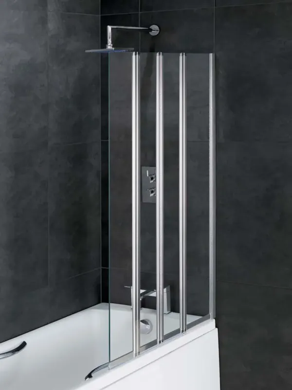 Eastbrook Volente badwand met vouwpanelen en vast deel rechts 100x140cm chroom Exclusieve Aanbieding