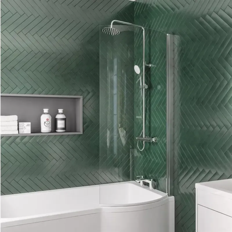 Eastbrook P-Shape badwand rechts 75x140cm chroom Shop Nu