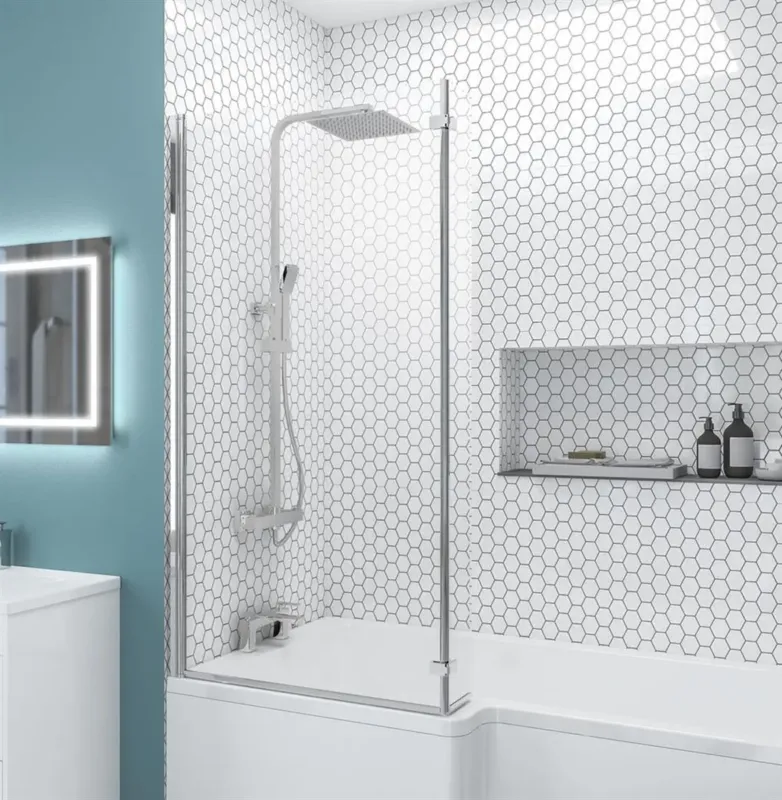 Eastbrook L-Shape badwand 85x140cm links chroom Seizoensaanbieding