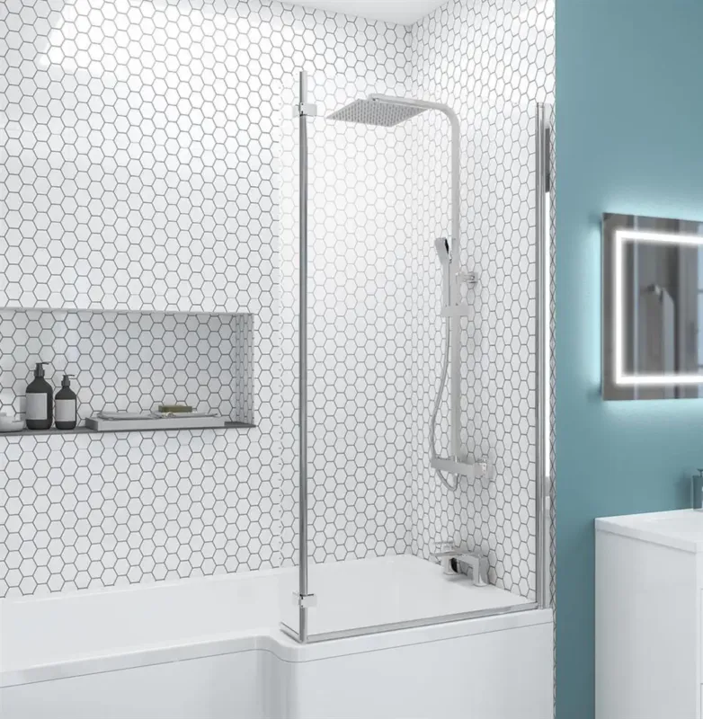 Eastbrook L-Shape badwand 85x140cm rechts chroom Beste Prijs