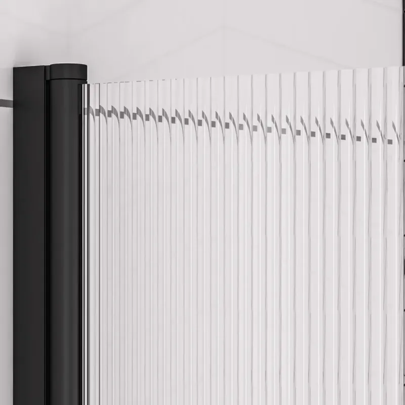Eastbrook Fluted badwand met ribbelglas 80x140cm links zwart mat Dagaanbieding