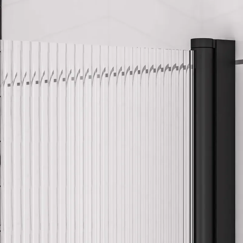 Eastbrook Fluted badwand met ribbelglas 80x140cm rechts zwart mat Seizoensaanbieding