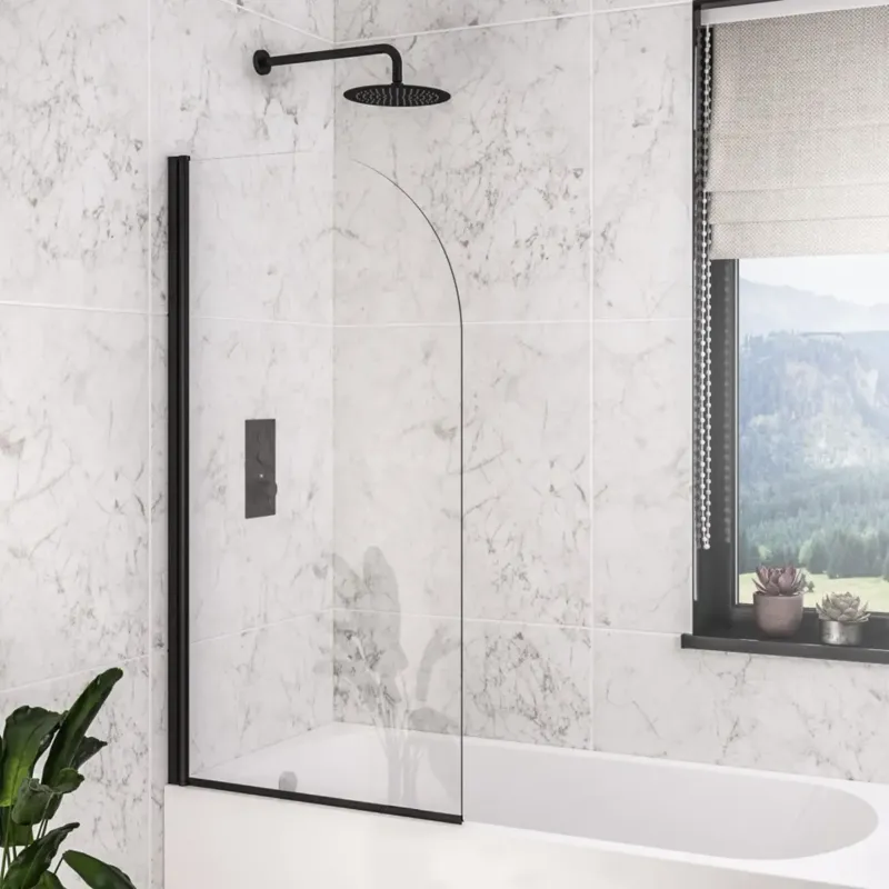 Eastbrook Designer badwand met ronde hoek 80x140cm zwart mat Betrouwbaar