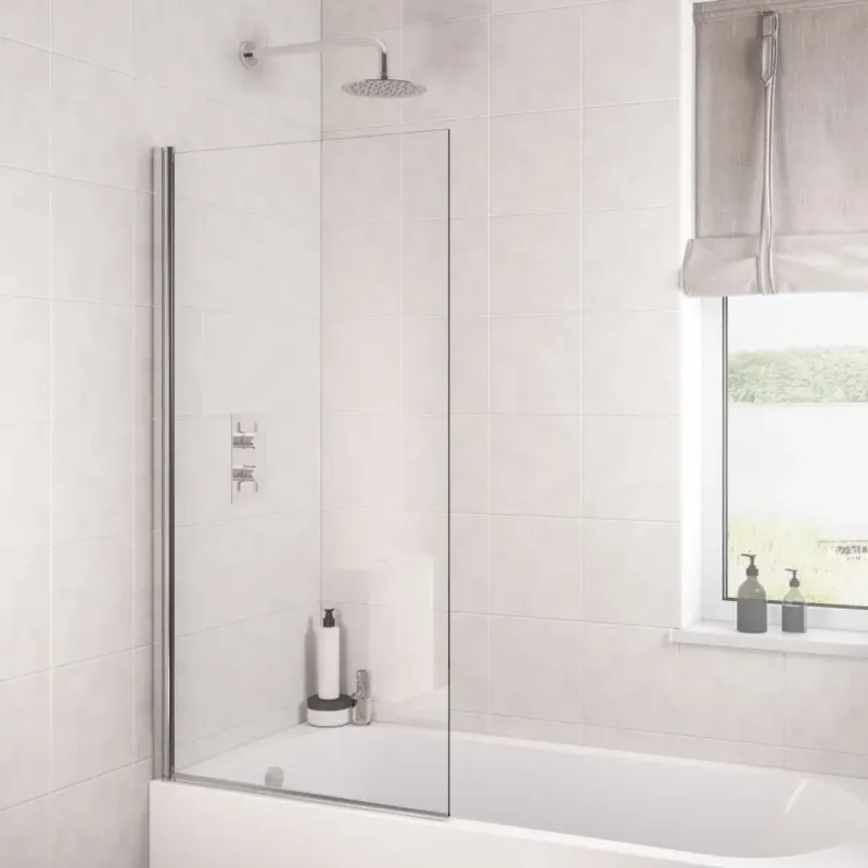 Hete Deal Eastbrook Designer badwand met rechte hoek 80x140cm chroom