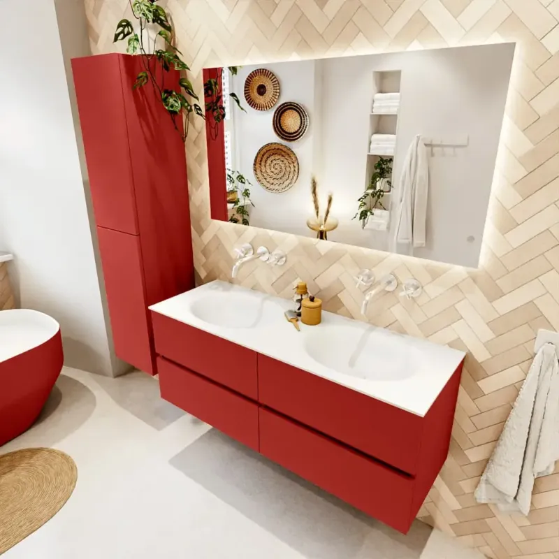 Superprijs Mondiaz Vica badmeubel 130cm fire 4 lades met wastafel moon dubbel zonder kraangat