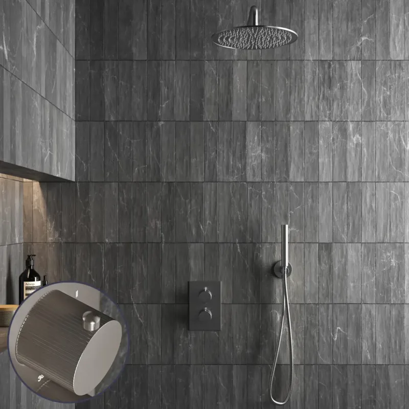 Betaalbaar Saniclear Exclusive Stripes inbouw regendouche met 30cm hoofddouche en muurarm RVS