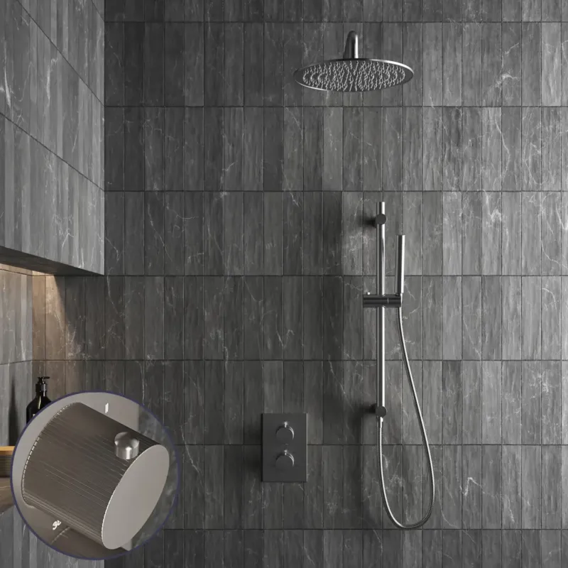 Lage Prijs Saniclear Exclusive Stripes inbouw regendouche met 30cm hoofddouche, muurarm en glijstang RVS