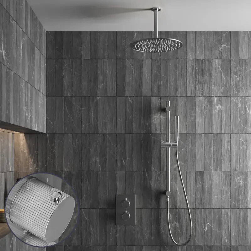 Saniclear Talpa Stripes inbouw regendouche met 30cm hoofddouche, plafondarm en glijstang chroom Speciale Aanbieding