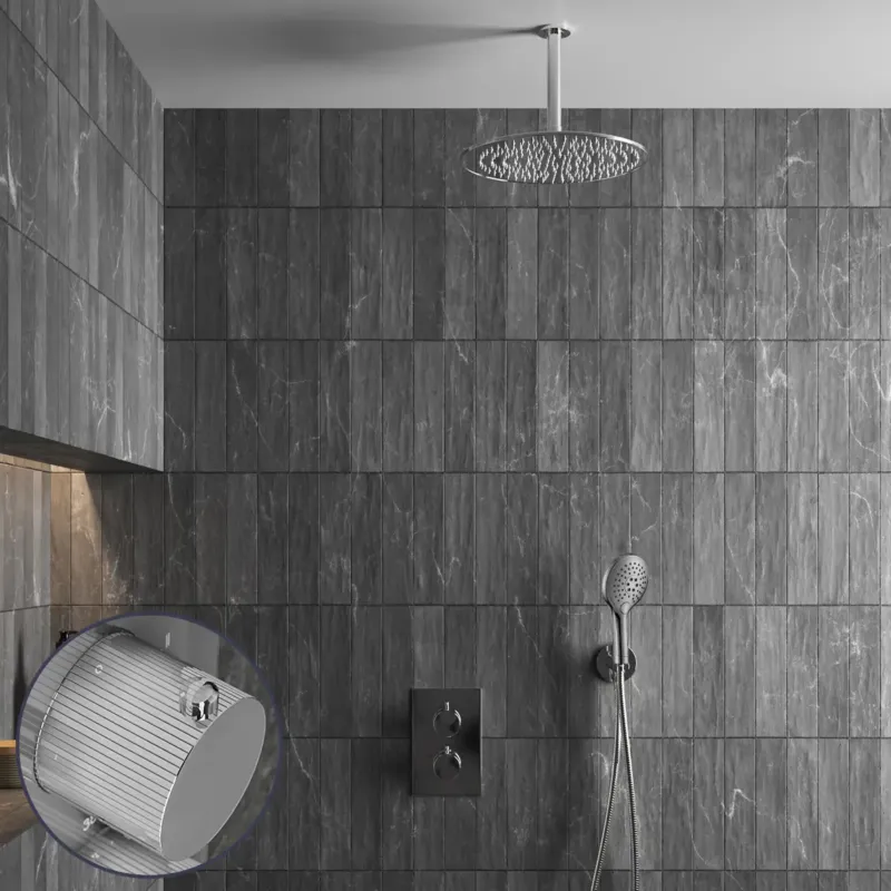 Saniclear Talpa Stripes inbouw regendouche met 30cm hoofddouche, plafondarm en 2 standen handdouche chroom Veilige Betaling