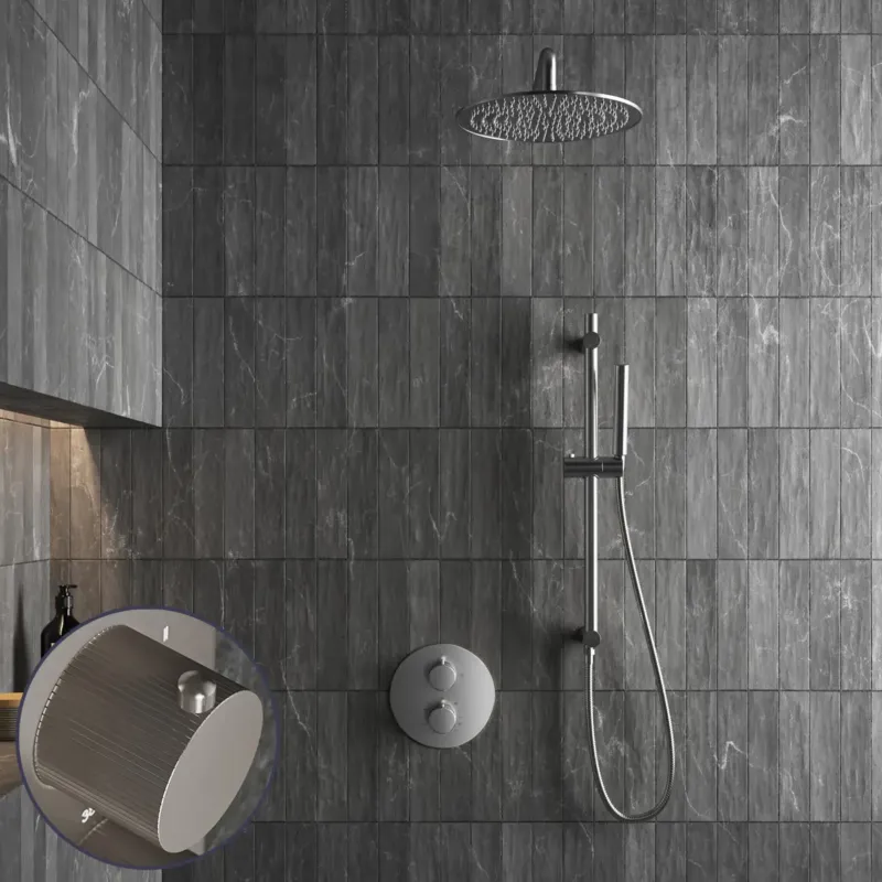 Saniclear Exclusive Stripes inbouw regendouche rond met 30cm hoofddouche, muurarm en glijstang RVS Bestseller