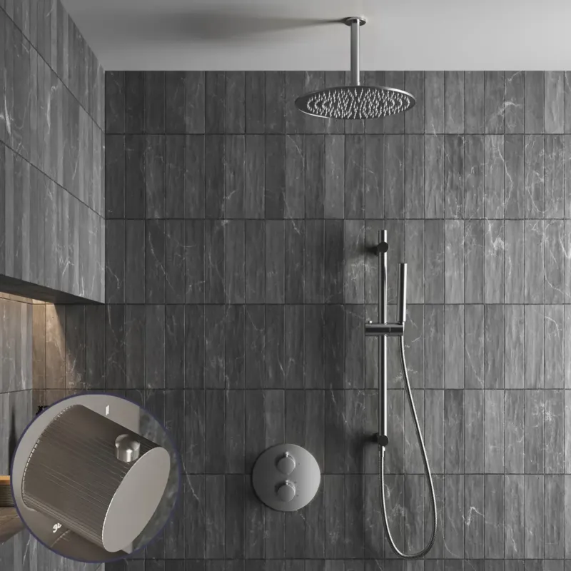 Saniclear Exclusive Stripes inbouw regendouche rond met 30cm hoofddouche, plafondarm en glijstang RVS Express Levering