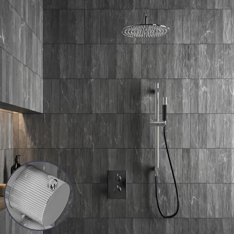 Weekendaanbieding Saniclear Talpa Stripes Pro inbouw regendouche met 20cm hoofddouche, muurarm en glijstang chroom