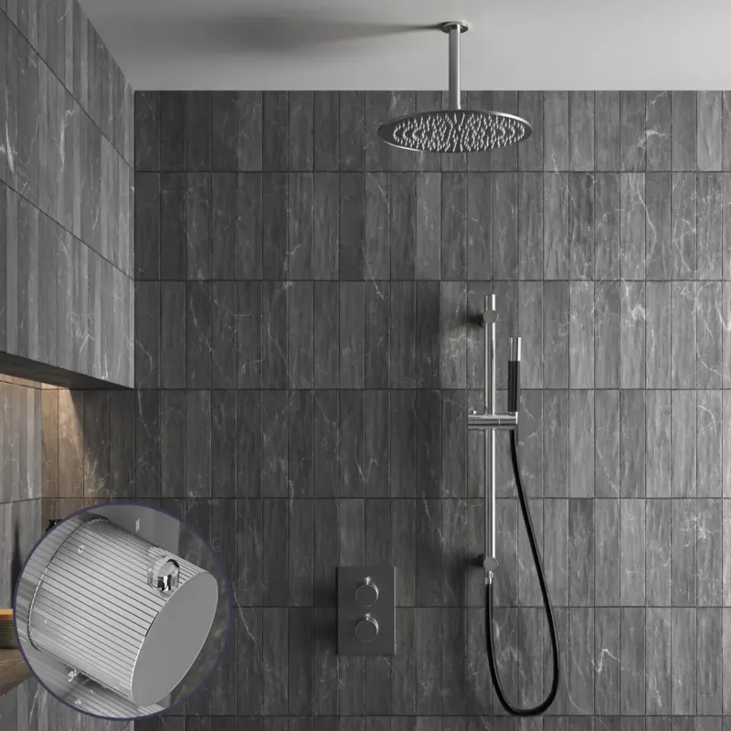 Superprijs Saniclear Talpa Stripes Pro inbouw regendouche met 20cm hoofddouche, plafondarm en glijstang chroom