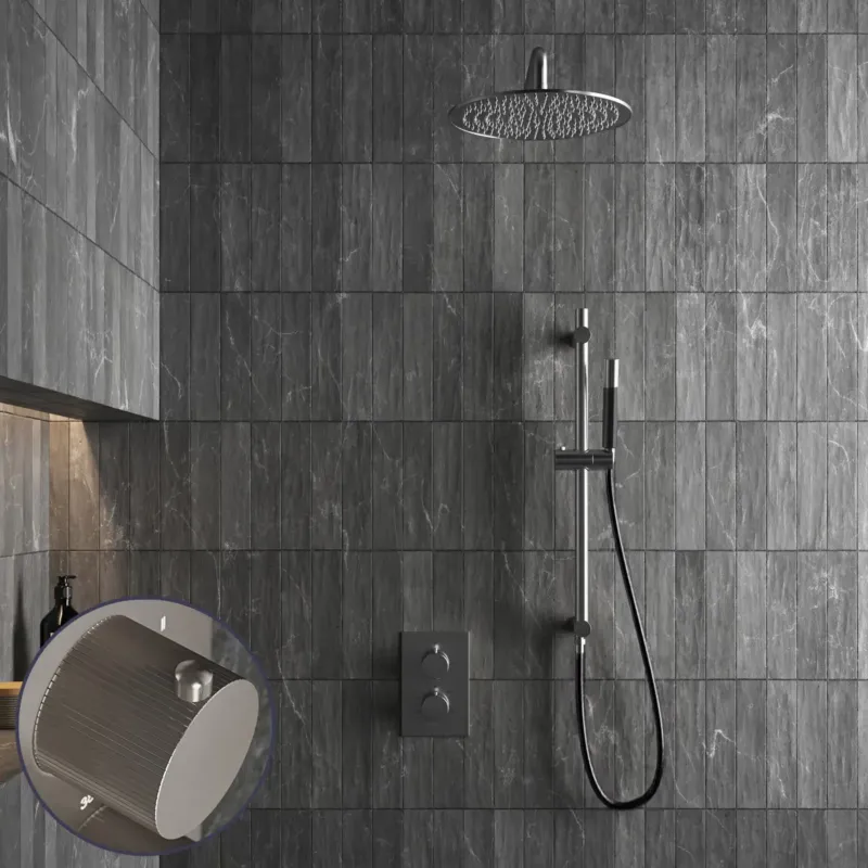 Saniclear Exclusive Stripes Pro inbouw regendouche met 30cm hoofddouche, muurarm en glijstang RVS Direct Beschikbaar