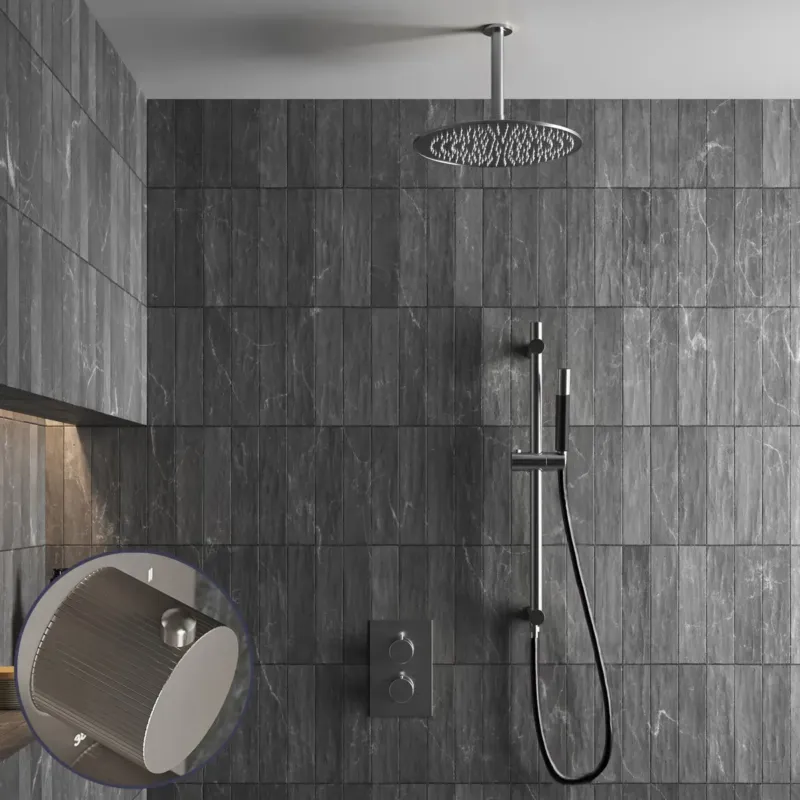 Exclusieve Aanbieding Saniclear Exclusive Stripes Pro inbouw regendouche met 30cm hoofddouche, plafondarm en glijstang RVS
