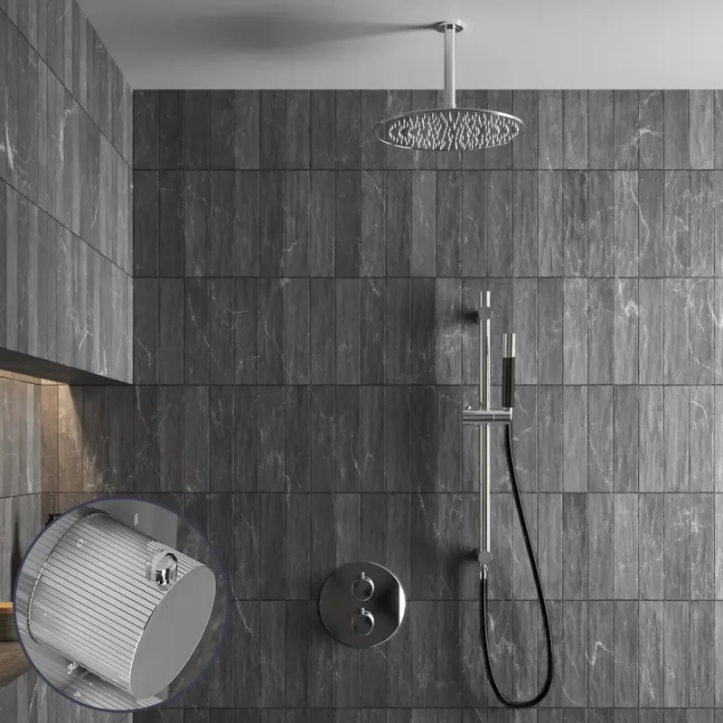 Saniclear Talpa Stripes Pro inbouw regendouche rond met 20cm hoofddouche, plafondarm en glijstang chroom Lage Prijs