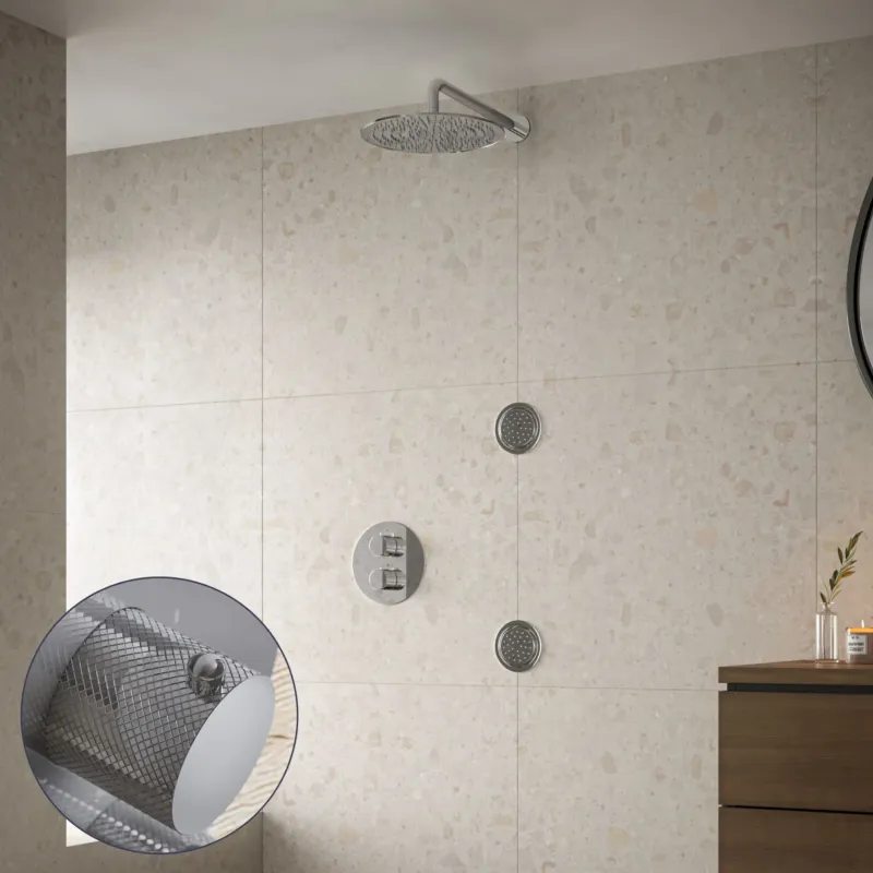 Favoriet Saniclear Talpa Curved inbouw regendouche 20cm met ronde massagejets en muurarm chroom