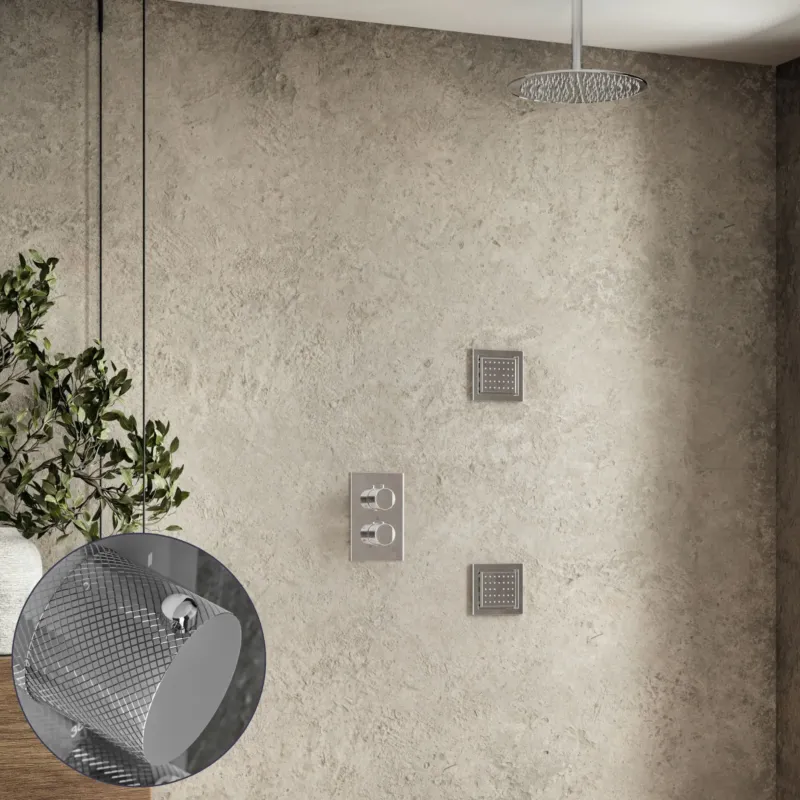 Saniclear Talpa Curved inbouw regendouche 30cm met vierkante massagejets en plafondarm chroom Aanbieding