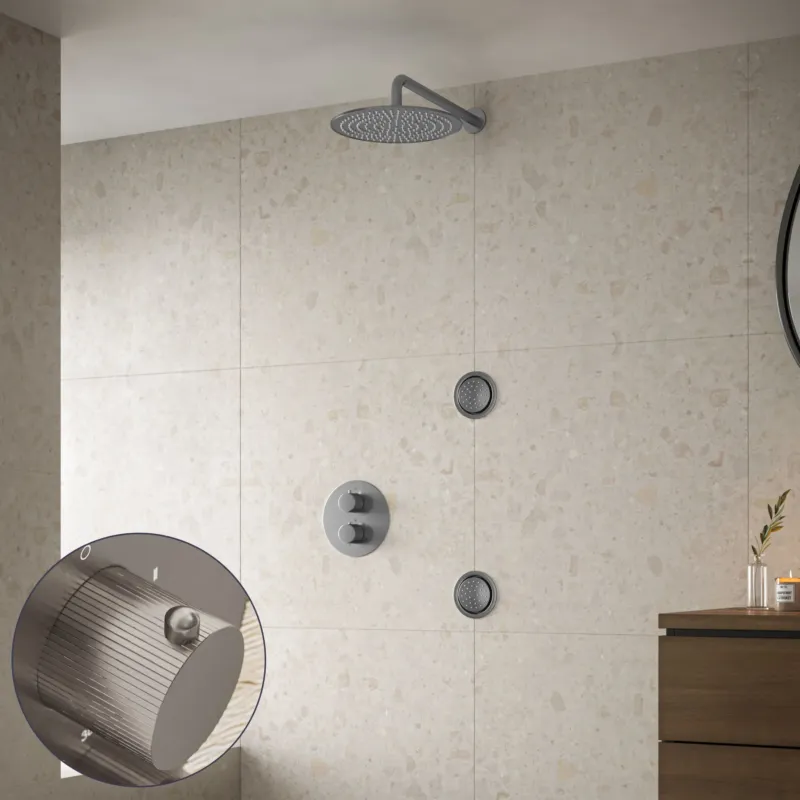 Favoriet Saniclear Exclusive Stripes inbouw regendouche 20cm met ronde massagejets en muurarm RVS