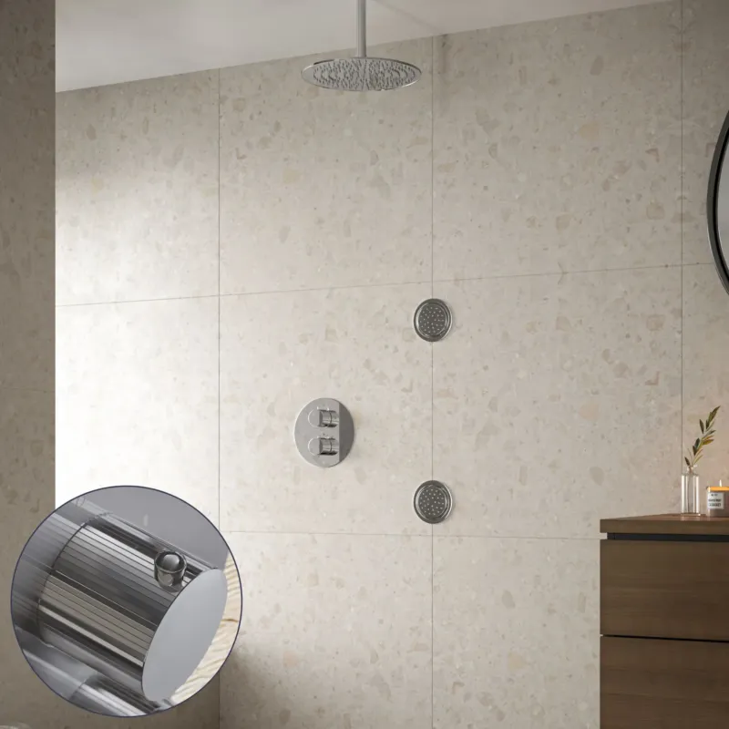 Saniclear Talpa Stripes inbouw regendouche 20cm met ronde massagejets en plafondarm chroom Express Levering