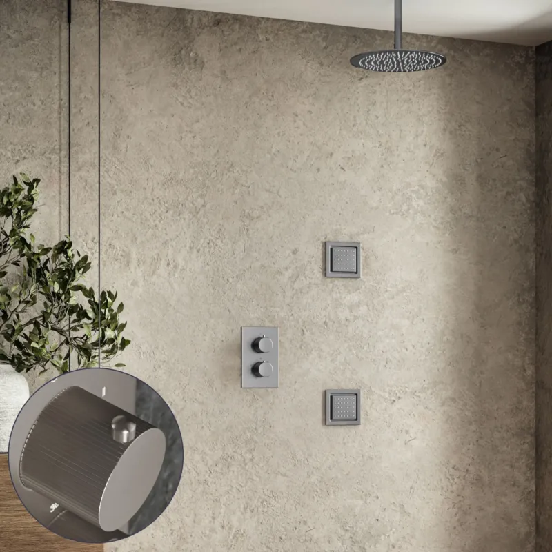 Saniclear Exclusive Stripes inbouw regendouche 30cm met vierkante massagejets en plafondarm RVS Direct Beschikbaar