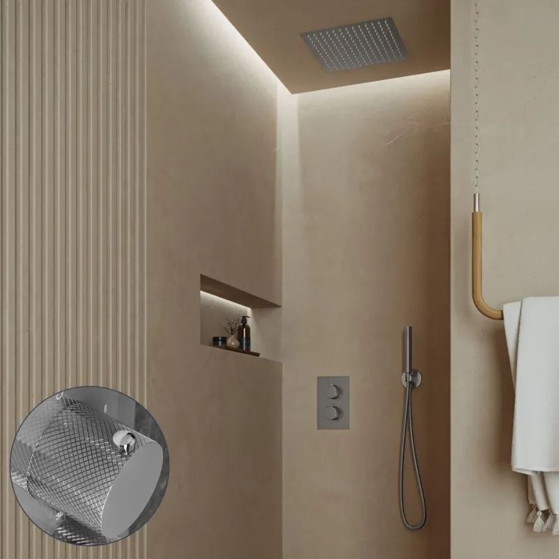 Beste Prijs Saniclear Cube Curved inbouw regendouche met inbouw douchekop 30x30cm chroom