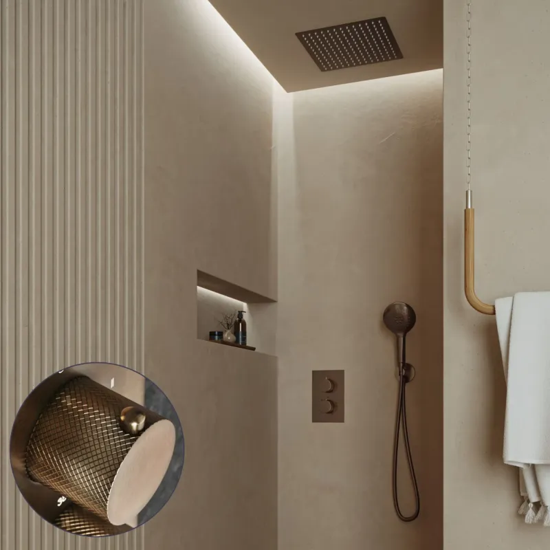 Saniclear Cube Curved inbouw regendouche met inbouw douchekop 30x30cm en 2 standen handdouche verouderd messing Koop Online