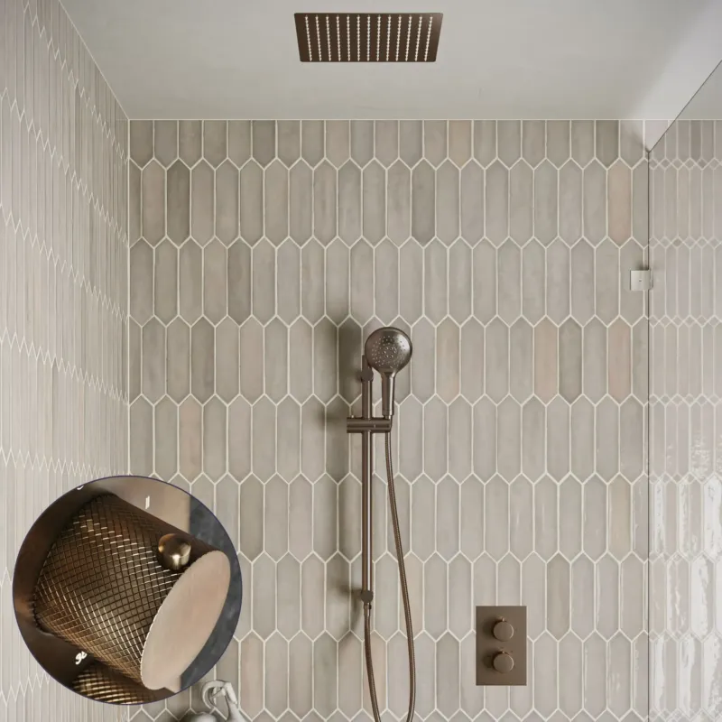 Actieprijs Saniclear Cube Curved inbouw regendouche met inbouw douchekop 30x30cm, glijstang en 2 standen handdouche verouderd messing