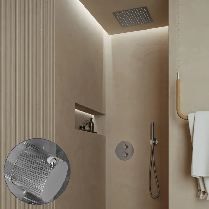 Saniclear Cube Curved inbouw regendouche rond met inbouw douchekop 30x30cm chroom Tijdelijk Beschikbaar