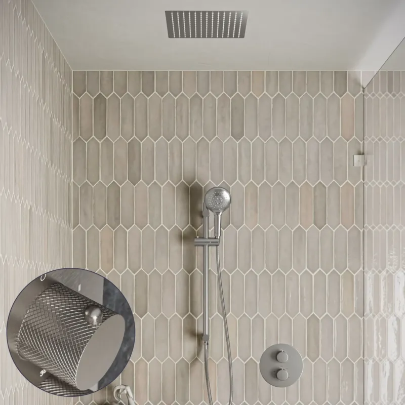 Saniclear Cube Curved inbouw regendouche rond met inbouw douchekop 30x30cm, glijstang en 2 standen handdouche RVS Meest Verkocht
