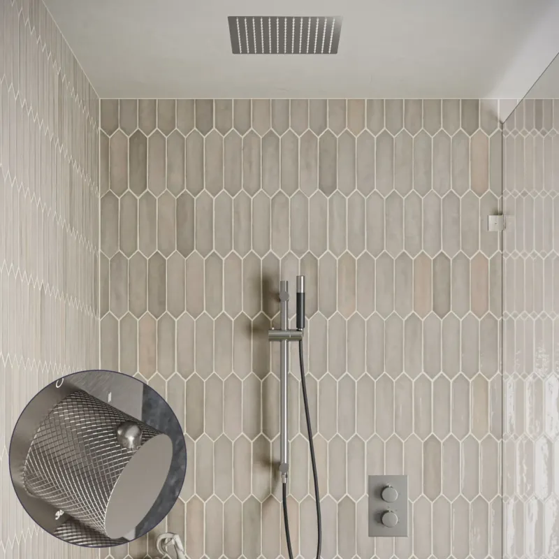 Direct Verzonden Saniclear Cube Curved Pro inbouw regendouche met inbouw douchekop 30x30cm, glijstang en staafhanddouche RVS