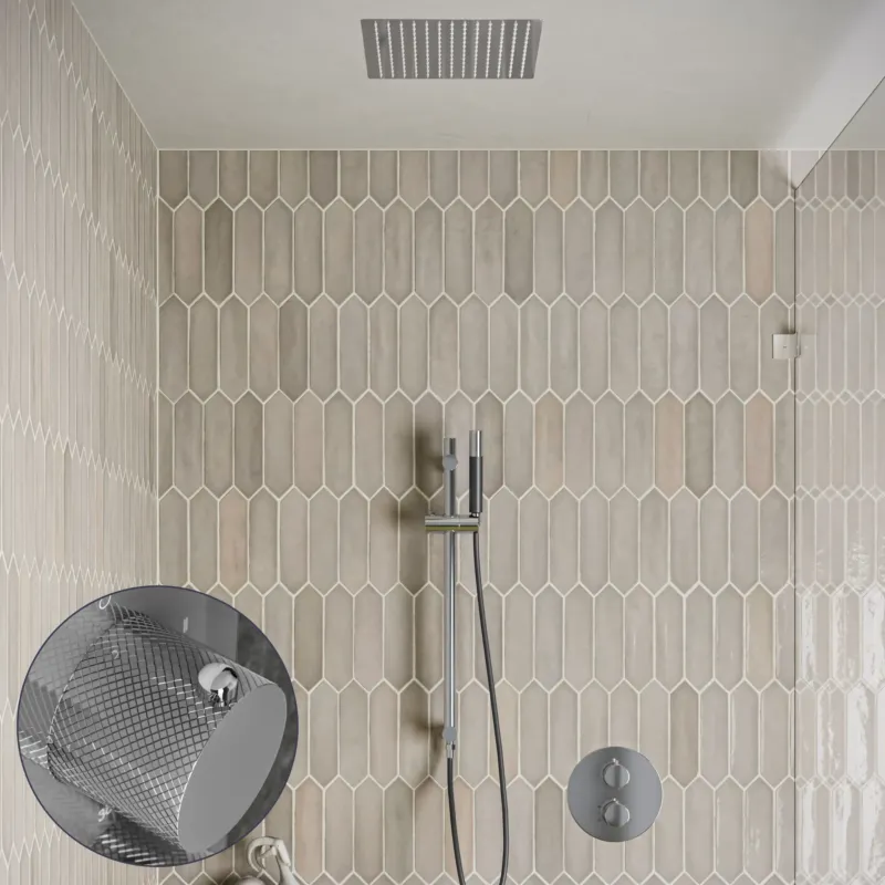 Lage Prijs Saniclear Cube Curved Pro inbouw regendouche rond met inbouw douchekop 30x30cm, glijstang en staafhanddouche chroom
