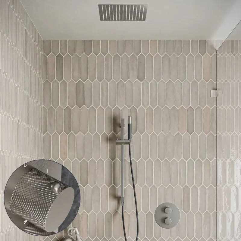Saniclear Cube Curved Pro inbouw regendouche rond met inbouw douchekop 30x30cm, glijstang en staafhanddouche RVS Laatste Kans