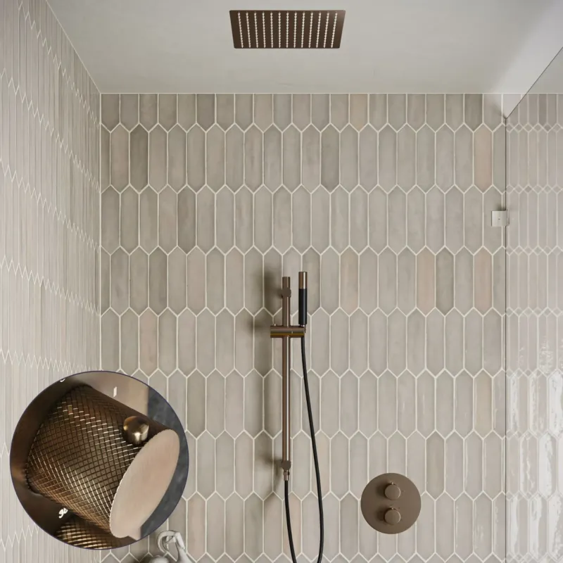 Saniclear Cube Curved Pro inbouw regendouche rond met inbouw douchekop 30x30cm, glijstang en staafhanddouche verouderd messing Bestel Nu