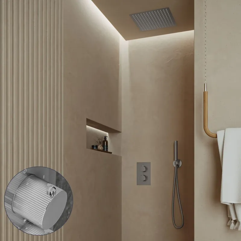 Saniclear Cube Stripes inbouw regendouche met inbouw douchekop 30x30cm chroom Betrouwbaar