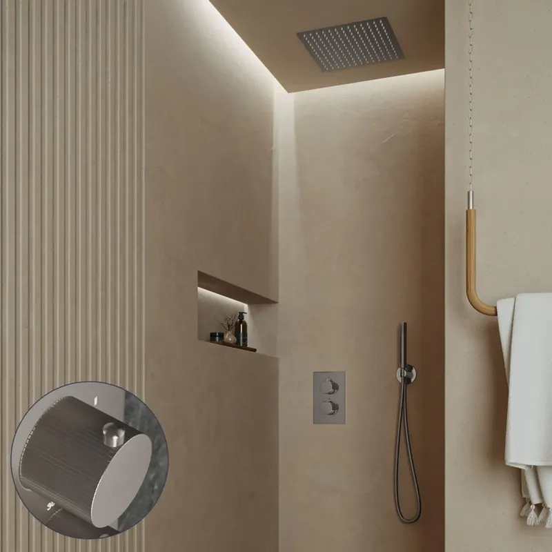 Saniclear Cube Stripes inbouw regendouche met inbouw douchekop 30x30cm RVS Favoriet