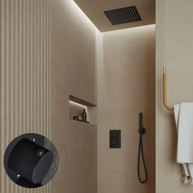 Saniclear Cube Stripes inbouw regendouche met inbouw douchekop 30x30cm zwart mat Populair