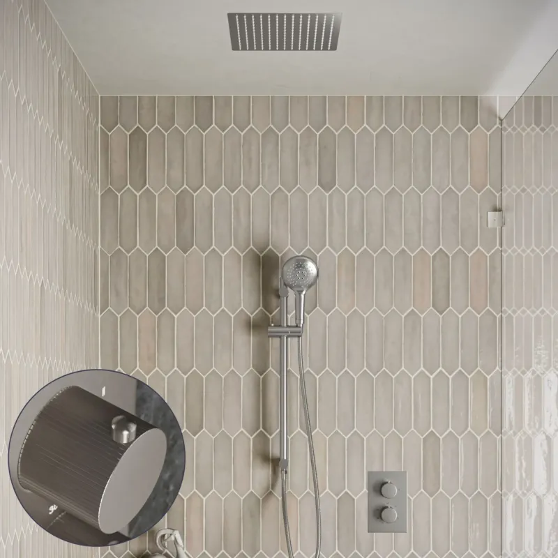 Saniclear Cube Stripes inbouw regendouche met inbouw douchekop 30x30cm, glijstang en 2 standen handdouche RVS Bestseller