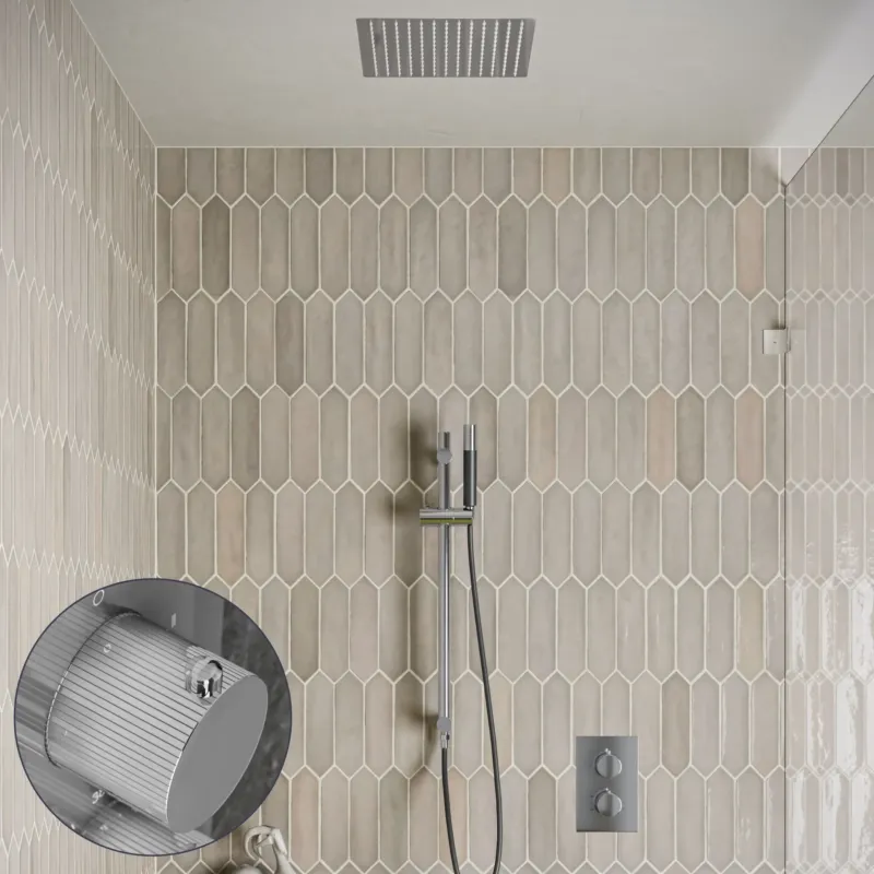 Uitverkoop Saniclear Cube Stripes Pro inbouw regendouche met inbouw douchekop 30x30cm, glijstang en staafhanddouche chroom