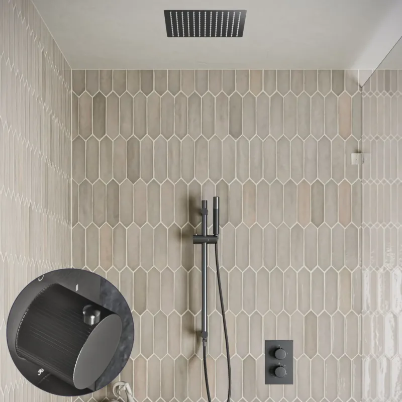 Betrouwbaar Saniclear Cube Stripes Pro inbouw regendouche met inbouw douchekop 30x30cm, glijstang en staafhanddouche verouderd ijzer - gunmetal