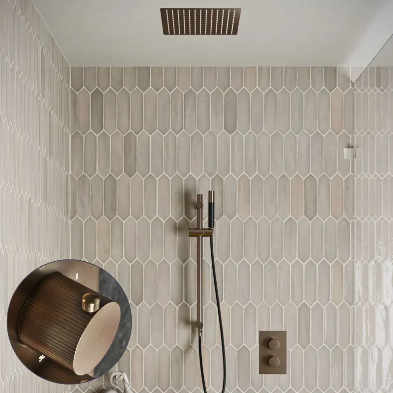 Laatste Versie Saniclear Cube Stripes Pro inbouw regendouche met inbouw douchekop 30x30cm, glijstang en staafhanddouche verouderd messing