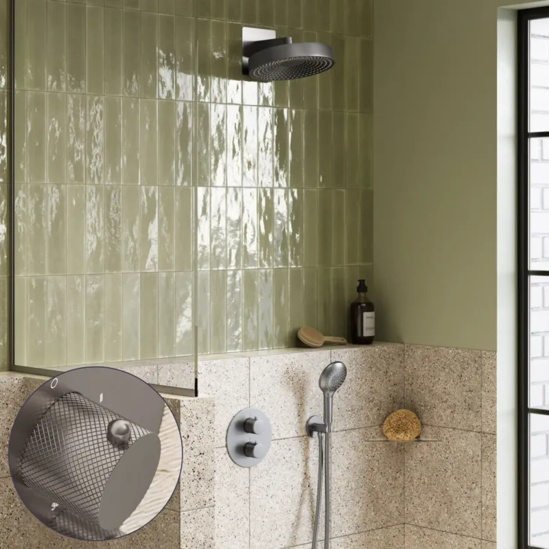 Saniclear Evolution Curved inbouw regendouche rond met 2 standen handdouche RVS Finale Uitverkoop