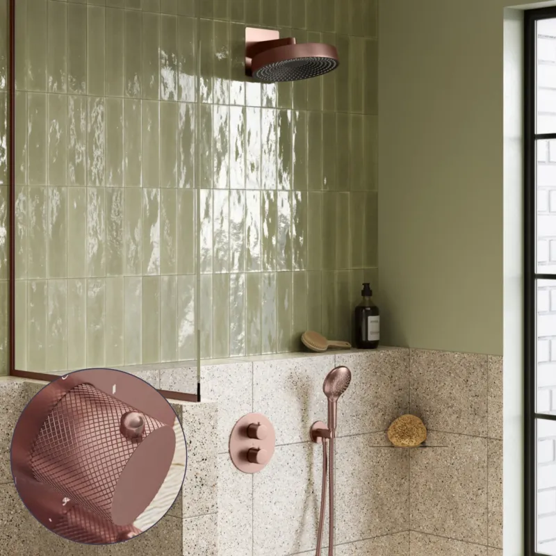 Saniclear Evolution Curved inbouw regendouche rond met 2 standen handdouche geborsteld koper Alleen Vandaag