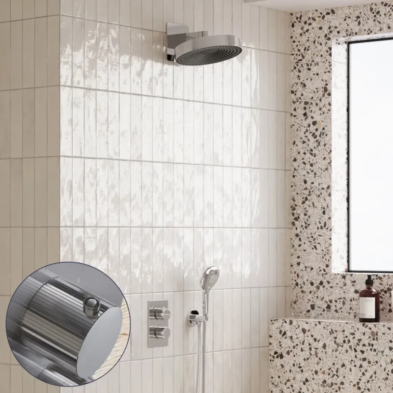 Saniclear Evolution Stripes inbouw regendouche met 2 standen handdouche chroom Dagaanbieding