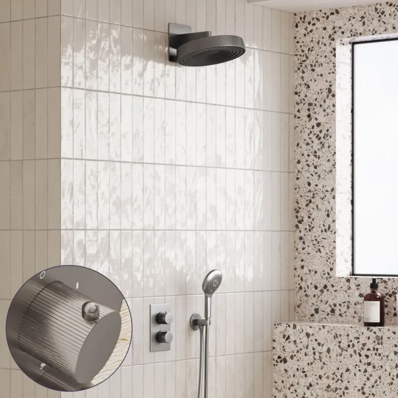 Uitverkoop Saniclear Evolution Stripes inbouw regendouche met 2 standen handdouche RVS