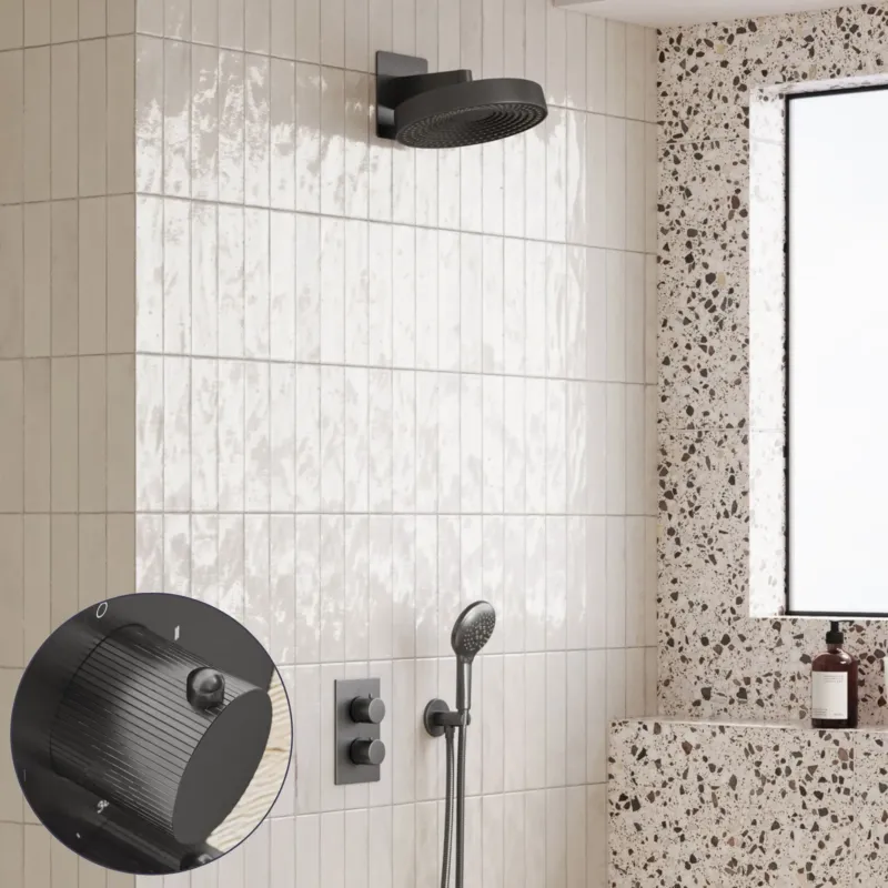 Saniclear Evolution Stripes inbouw regendouche met 2 standen handdouche verouderd ijzer - gunmetal Flitsaanbieding