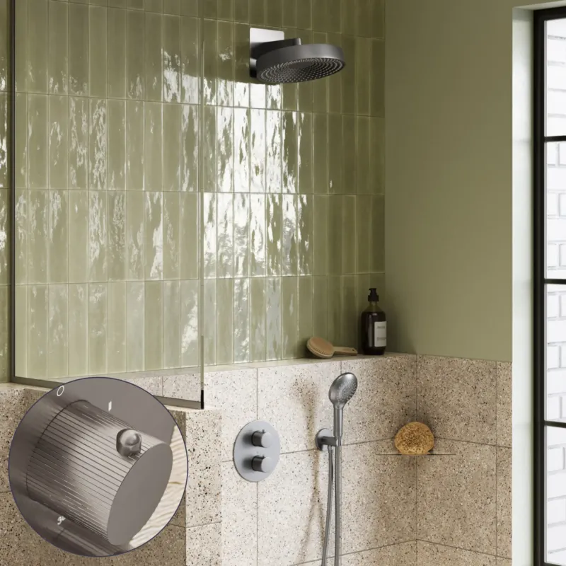 Saniclear Evolution Stripes inbouw regendouche rond met 2 standen handdouche RVS Superprijs